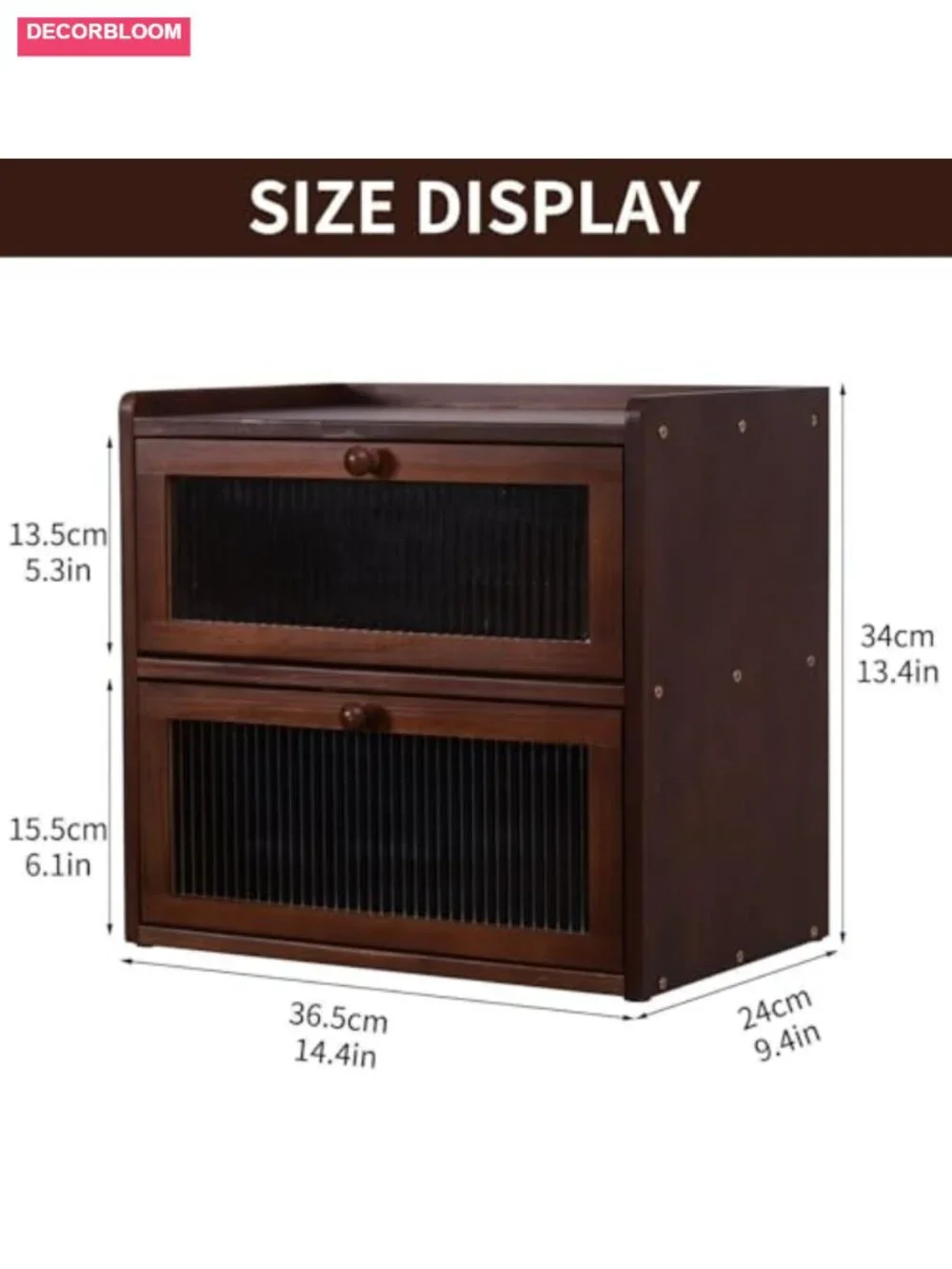 Large Double Layer Wooden Bread Box with Acrylic Window for Kitchen Counter